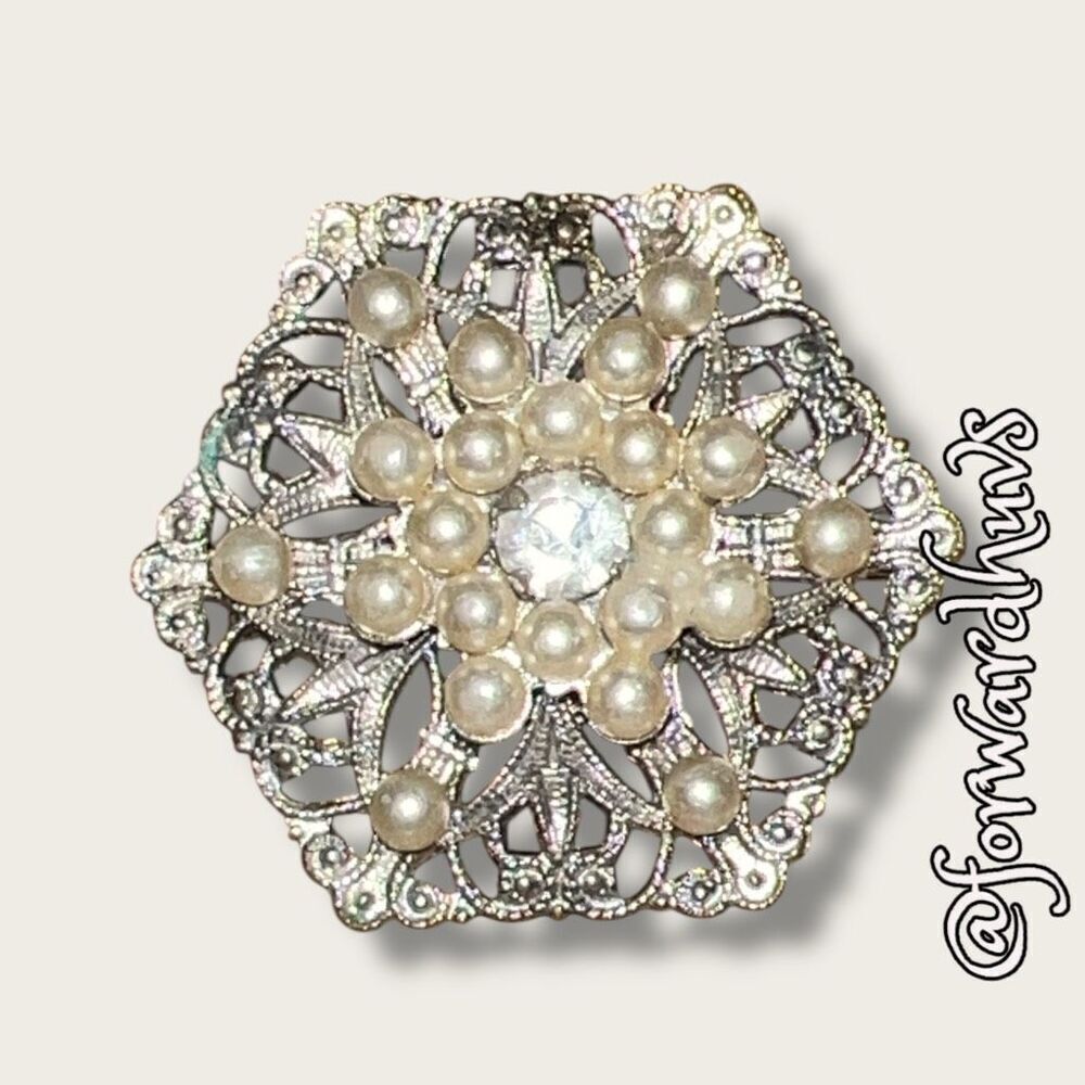 Bundle Sale 3 for $15 Vintage Faux Pearl & Rhinestone Brooch